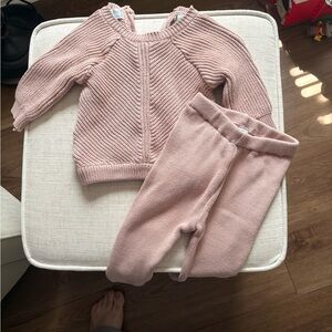 Pink Knit Sweater and Pants Set